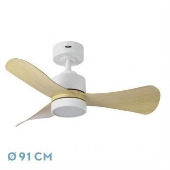 FABRILAMP Ventilador DC Zepelin 18W Blanco/Haya 3 Aspas