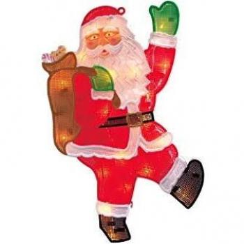 Decoración Navideña de Ventana Santa Claus con 20 LEDs Calidos