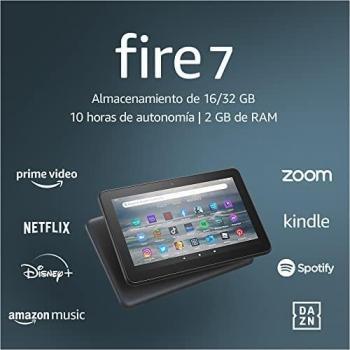 Tablet Fire 7 con pantalla de 7 pulgadas, 16 GB (modelo de 2022), color negro con publicidad