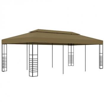Cenador de jardín 6x3x2,7 m gris taupe 180 g/m²