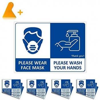 Senal uso obligatorio de mascarillazlavado a mano taope 12 pack please wear face maskzwash your hands signoetiqueta de vinilo impermeable pegatinas de pared autoadhesivo para escuelas hospitales