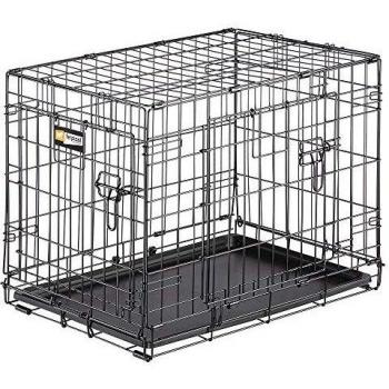 Jaula Plegable para Perros Dog-Inn 60 - Metal, Separador Incluido, Puerta Doble con Cierre de Seguridad, 64.1 x 44.7 x h 49.2 cm, Negra