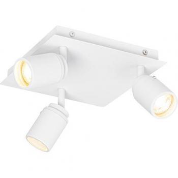 Foco de baño moderno cuadrado blanco 3 luces IP44 - Ducha QAZQA Foco acero blanco