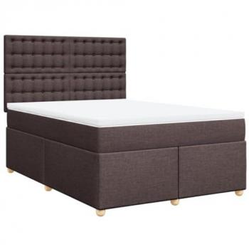 Cama box spring con colchón de tela marrón oscuro 140x200 cm