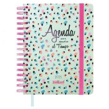 Agenda espiral doble año 2025 Talkual 4º-155x217 mm semana vista horizontal Tiempo Finocam multicolor