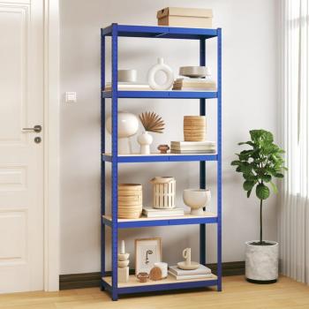Estantería de almacenaje Día y Noche, 5 niveles, azul, madera contrachapada y acero