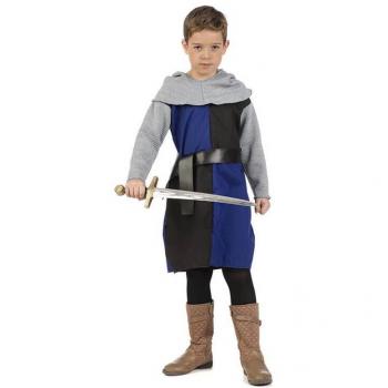 Disfraz de Caballero Medieval Azul y Negro para niño con detalles auténticos