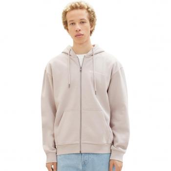Sudadera de hombre con capucha y cremallera en color crema