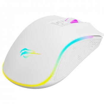 Ratón Havit MS1034 Gaming USB 4800 DPI Blanco Ergonomía RGB 7 Botones Programables