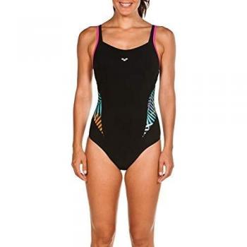 ARENA W Arianna Strap Back One Piece Bañador, Mujer, Black, 48