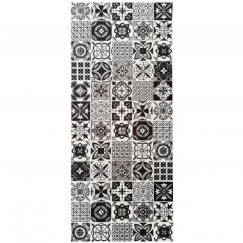 Alfombra de Cocina Baldosas de Cemento 90 x 130 cm - Negro