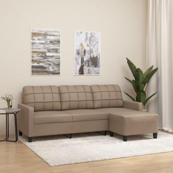 Sofá de 3 plazas con reposapiés Marrón 80X198x77 Cm