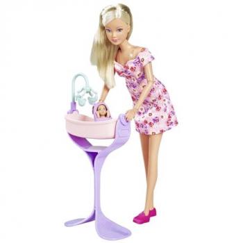 Muñeca Steffi Love Hello Baby Embarazada Barriguita Crecimiento 29 cm con Accesorios - Juguete Infantil para Niñas y Niños a Partir de 3 Años - SIMBA