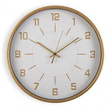 Reloj de Pared Decorativo Versa Chatton para Cocina, Salón, Comedor o Habitación, Madera Color Blanco, 40x6x40 cm
