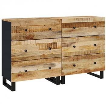 Aparadores 2 unidades madera de mango rugosa 60x33x75 cm