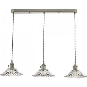 Lámpara colgante Hadano Cristal moldeado cromo antiguo 3 bombillas 114,5cm