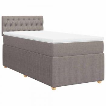 Estructura de cama box spring con colchón de muelles en tela gris taupe 90x190 cm