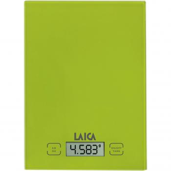 Laica KS1015P Balanza de Cocina electrónica, 5 kg, 0 Decibelios, Cristal, Pistacho