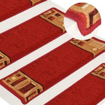 Alfombrilla autoadhesiva para escalera vidaXL 15 uds, dimensiones 65x21x4 cm, disponible en colores beige, negro, gris y rojo