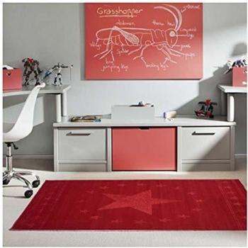 Alfombra Infantil Rectangular Tejida Sintética Roja 200x290 - BC FIRST START