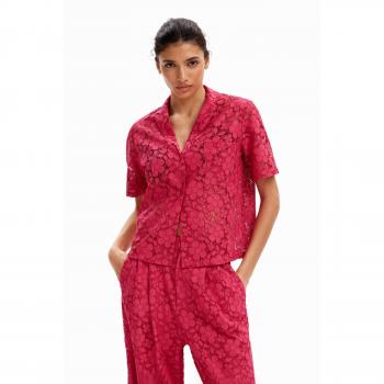 Camisa corta resort encaje rosa Desigual para mujer