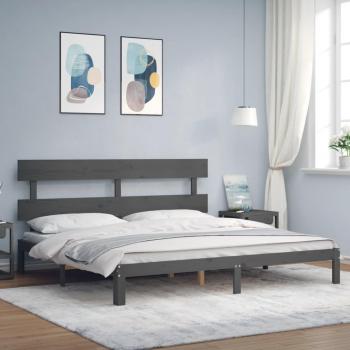 Cabecero gris de madera maciza 200x200 cm vidaXL