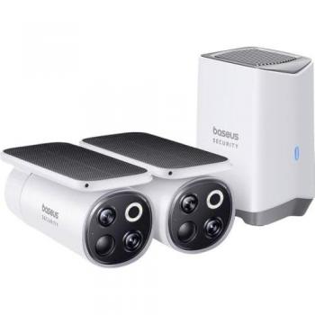 Baseus S1 Pro Outdoor Dual 3K IP Surveillance Camera Set (2560 x 1440 Pixels, White)