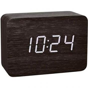 TFA Dostmann Clocco 60.2549.01 Despertador, 100 x 41 x 70 mm, diseño de Madera, Color Blanco y Negro