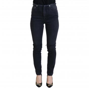 Dolce & Gabbana Black Cotton Skinny High Waist Denim Jeans - IT40|S, Female, Size: XS
