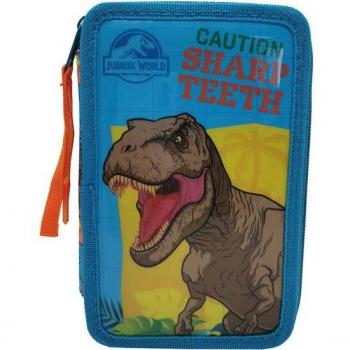 Estuche Escolar Triple con Contenido Jurassic World de CYP Brands - Azul y Amarillo