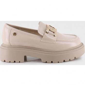 Mocasines de mujer beige con suela track