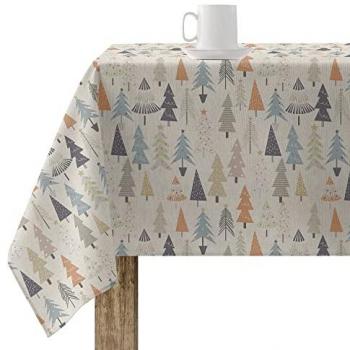 Mantel resinado antimanchas Merry Christmas 200 x 140 cm, 100% algodón resinado, impermeable, repelente de líquidos, tacto algodón