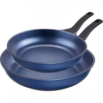 Vencerás 2 teiliges juego de sartenes de aluminio 24/28 cm, color azul, de inducción
