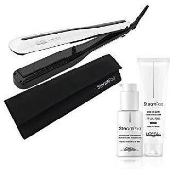 L'Oréal Professionnel - Pack Especial Rutina Profesional Steampod: Plancha de Pelo de Vapor Profesional Steampod 3.0, Crema suavizante, Sérum Concentrado Protector de Puntas, Funda termo-protectora