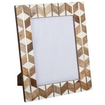 Marco de Fotos Romimex Marrón Beige Madera Resina 15 x 20 x 2 cm
