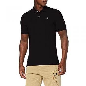 G-Star Raw Dunda Slim Fit Short Sleeve Polo Shirt - Black, Organic Cotton, Sustainable, Men's XL