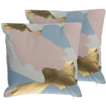 Conjunto de 2 Cojines Decorativos Rosa con Dorado Abstracto 45 x 45 cm