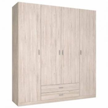 Armario Roma 4 puertas y 2 cajones, color sahara, moderno, dimensiones 200x215 cm