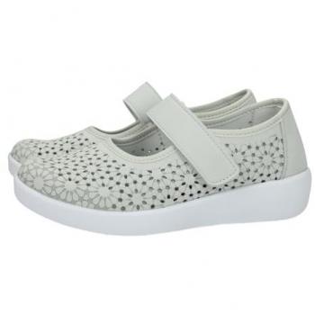 Bailarina Doctor Cutillas New York 38470, Merceditas ligeras para mujer, cómodas con cuña, velcro y plantilla extraíble, hechas en España, color hielo, talla 36