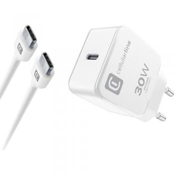 Cargador USB-C 30W con cable para Smartphone y Tablet - Blanco