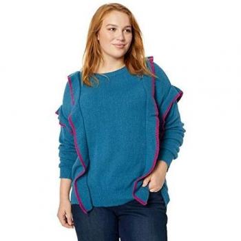 Junarose suéter de punto de manga larga, talla grande, para mujer -  Azul -  2X