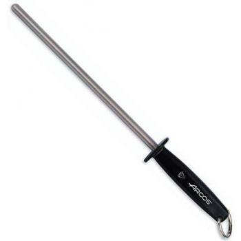 Arcos Serie Chairas, Chaira Afilador manual de cuchillos, Cuerpo de Acero al Carbono recubierto de Diamante de 230 mm, Mango de Polipropileno color Negro