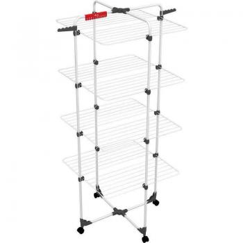 Vileda Mixer 4 - Tendedero Vertical de Torre, Acero, 40 m Espacio de Tendido, 4 Rejillas, Soporte para Ropa Pequeña y Perchas, Dimensiones Abi