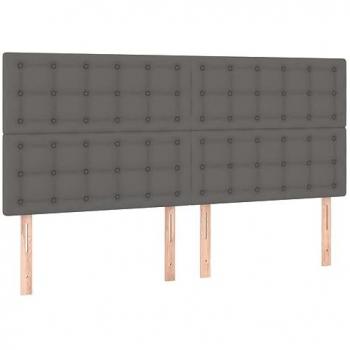 Cabecero con luces LED cuero sintético gris 200x5x118/128 cm