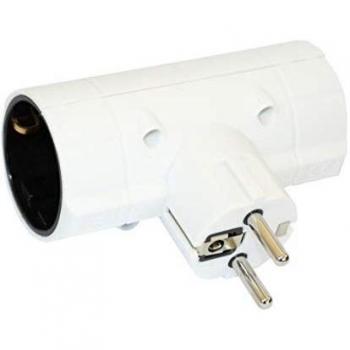 Silver Electronics 49269 Adaptador de 2 Tomas con protección Infantil, Blanco