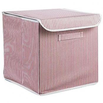 Caja Decorativa Rayas Rosa y Blanca Wellhome