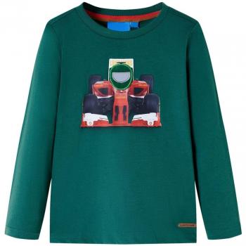 Camiseta infantil de manga larga con estampado de coche de carreras