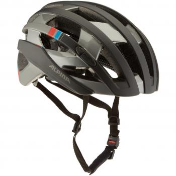 ALPINA Camp iglio Bicicleta Casco, Primavera/Verano, Unisex, Color Black-Darksilver-Blue-Red, tamaño 55-59