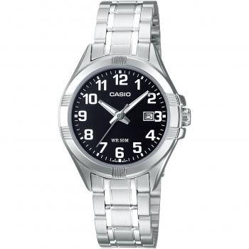 Casio Classic Unisex Watch LTP-1308PD-1BVEG - Silver Stainless Steel with Black Dial
