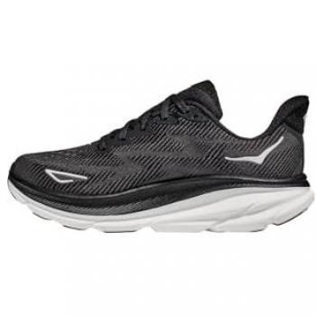 HOKA Clifton 9 Wide Men's Road Running Shoes - Black/White, Size 48